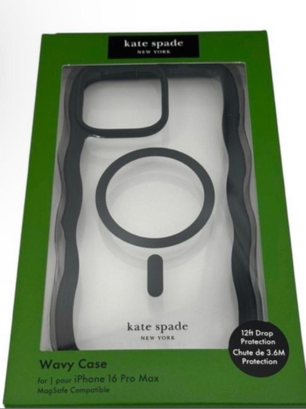 kate spade Clear Wavy MagSafe Case with Black Trim